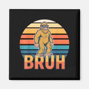 Bruh Bigfoot Funny Sasquatch Retro Magnet
