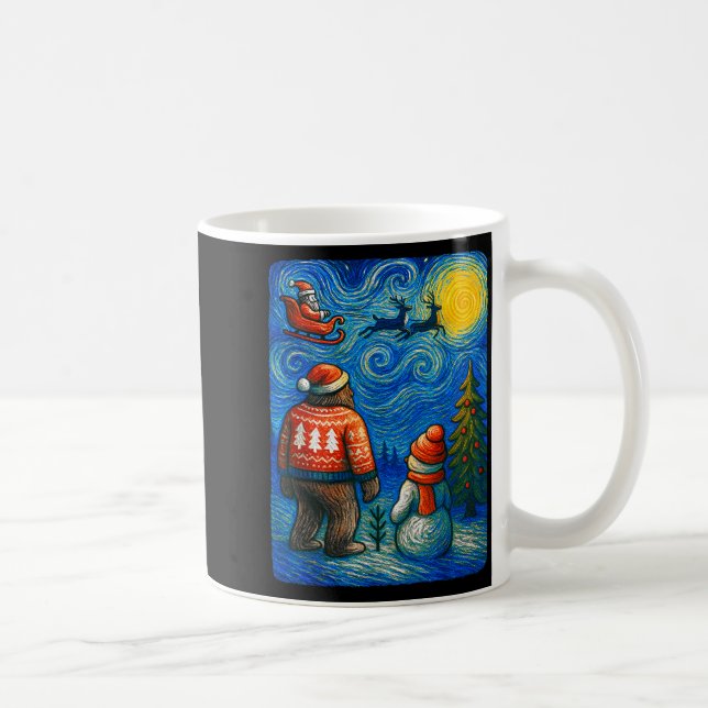 Bruh Bigfoot Snowman Starry Night Christmas Xmas M Coffee Mug (Right)
