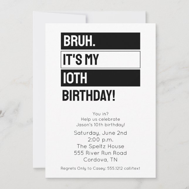Bruh Birthday Invitation (Front)