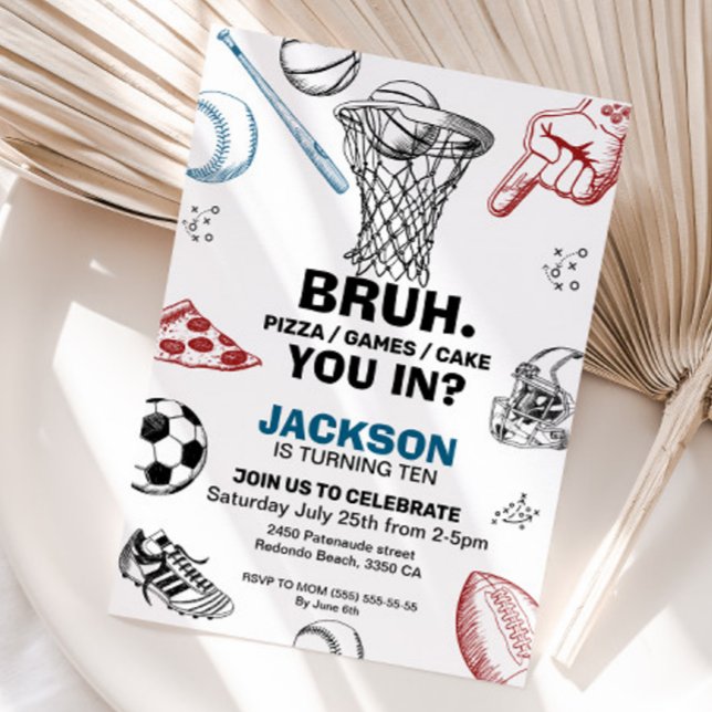 Bruh. Birthday invitation, Sports Invitation (Sports birthday invitation
Bruh. Birthday )