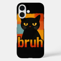 Bruh Black Cat Funny Retro Vintage Meme