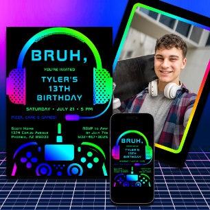 Bruh Boy Teen Birthday Video Game Photo Template