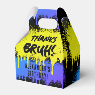 Bruh Boy's Birthday Neon Graffiti Yellow Blue Favour Box
