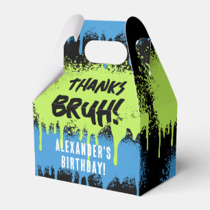 Bruh Boy's Birthday Party Neon Graffiti Green Blue Favour Box