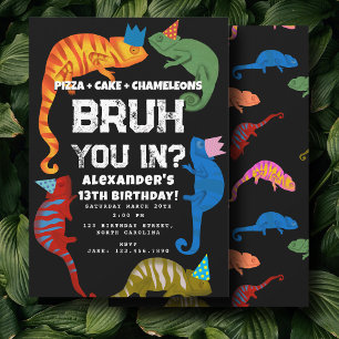Bruh Boy's Birthday Party Teenager Chameleons Invitation