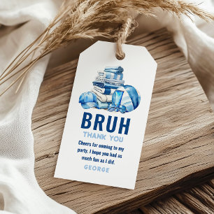 BRUH Boys Pool Party Birthday Thank You Favour Gift Tags