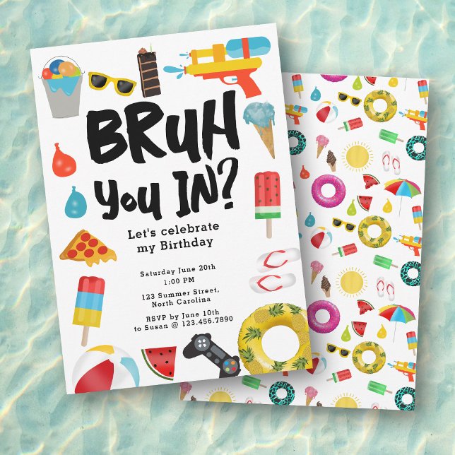 Bruh Boy's Teenager Birthday Party Teen Boy Summer Invitation (Bruh Boy's Teenager Birthday Party Teen Boy Summer Invitation)