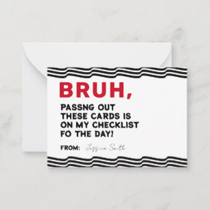 Bruh Boys Valentines Card, Funny Kids Valentines  Card