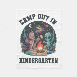 Bruh Camp Out In Kindergarten Tiny Bigfoot Camping Fleece Blanket