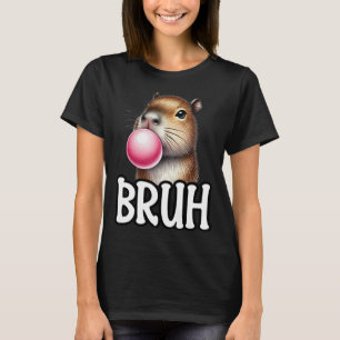 Bruh Capybara Blowing Bubblegum Funny Animal Meme T-Shirt