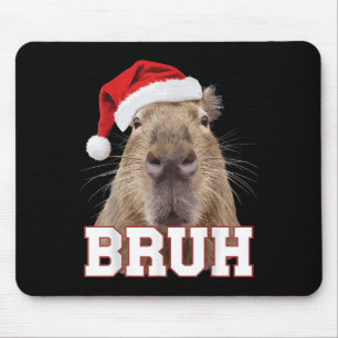 Bruh Capybara Funny Santa Hat Christmas Season Cap Mouse Pad