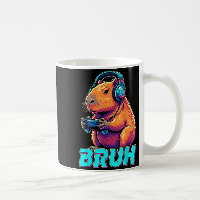 Bruh Capybara Funny Video Games Capybaras  Coffee Mug (Right)