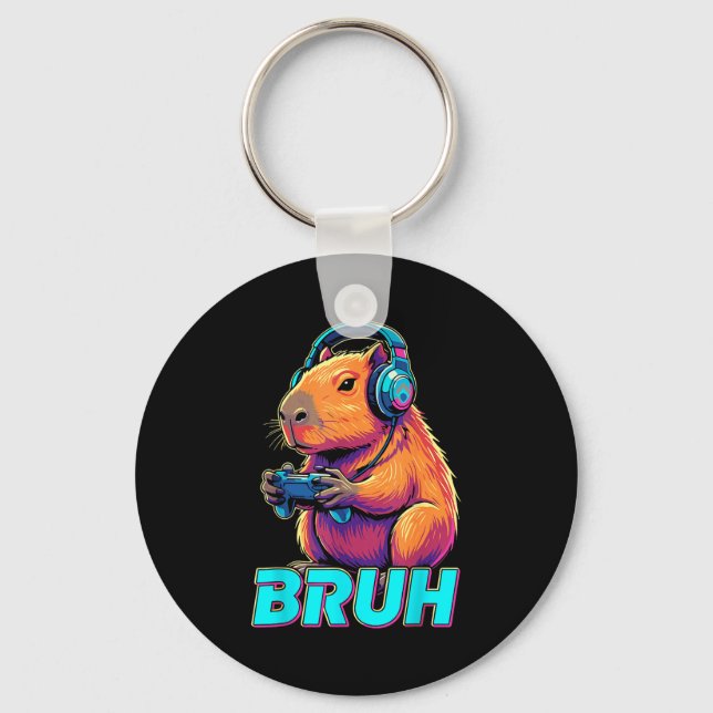 Bruh Capybara Funny Video Games Capybaras  Key Ring (Front)