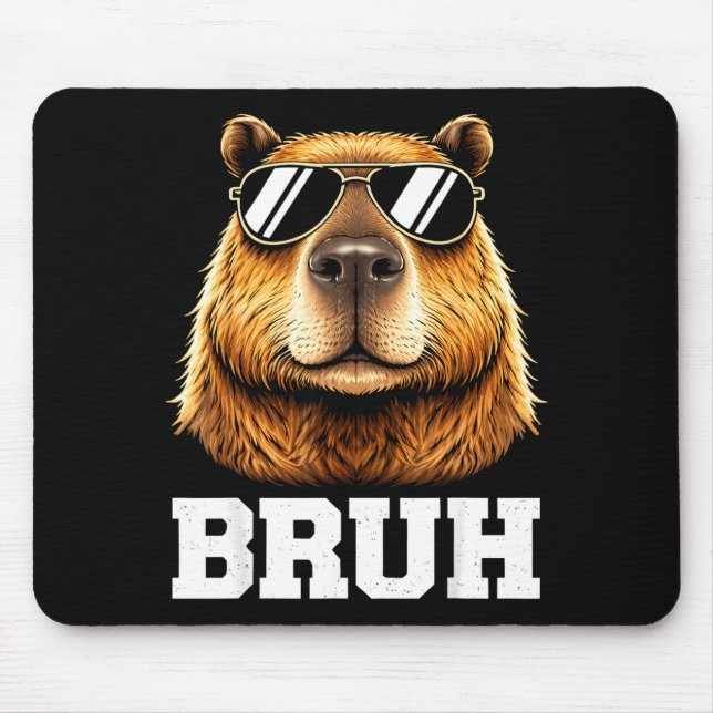 Bruh capybara meme funny chill capybara energy  mouse pad (Front)
