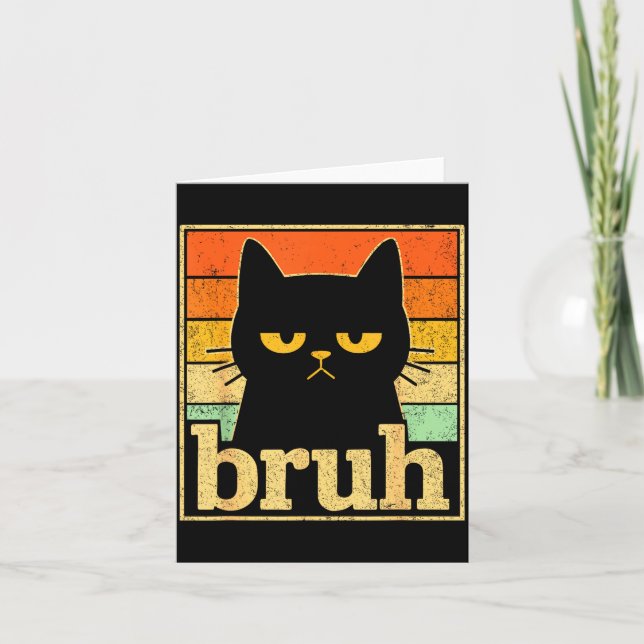 Bruh Cat Meme Graphic – Funny Cat Retro Meme For T Card (Front)