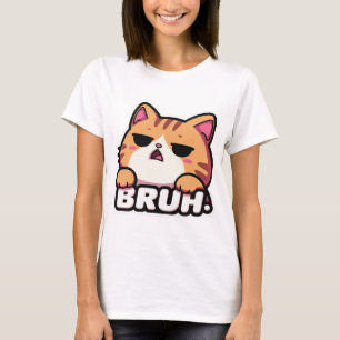 Bruh Cat Meme - Unamused Tabby Face T-Shirt