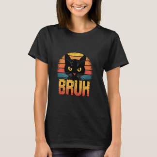 Bruh Cat Retro Sunset Vibe T-Shirt