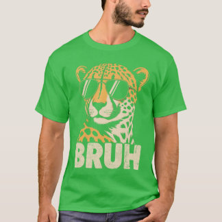 Bruh Cheetah Meme Graphic Tee Men Boys Animal Prin