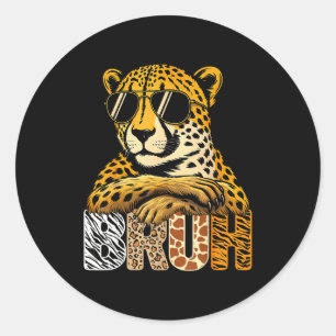 Bruh cheetah safari animals wildlife zookeeper boy classic round sticker