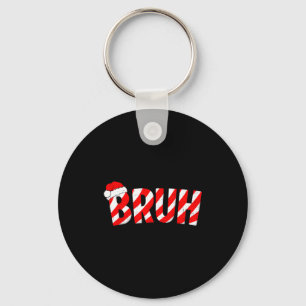 Bruh Christmas Candy Cane Santa Hat Xmas Slang Mem Key Ring