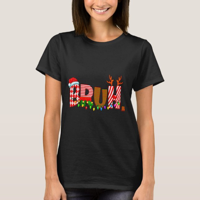 Bruh Christmas Costume Xmas Elf Santa Rudolph Pjs  T-Shirt (Front)