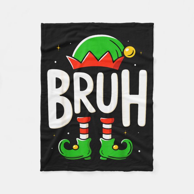 Bruh Christmas Elf Pajamas For Mens Kids Teen Boys Fleece Blanket (Front)