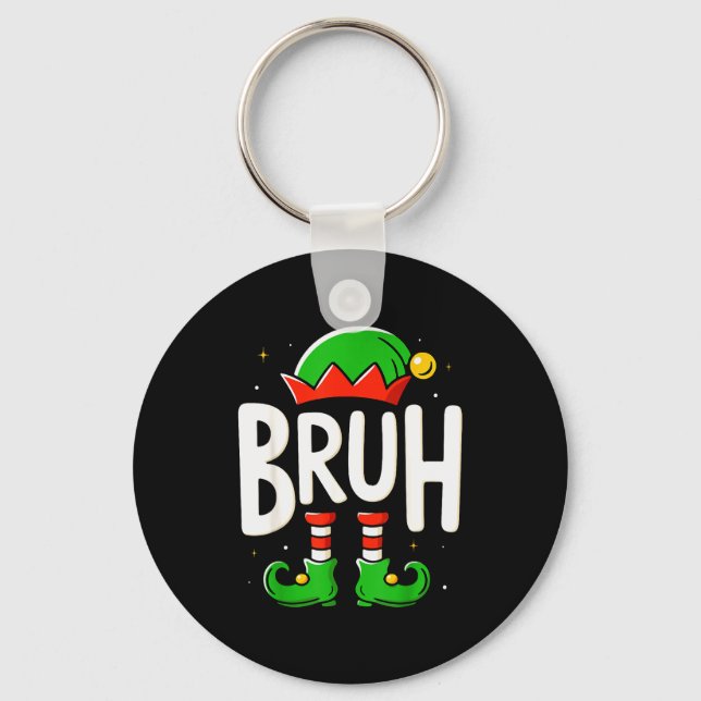Bruh Christmas Elf Pyjamas For Mens Kids Teen Boys Key Ring (Front)