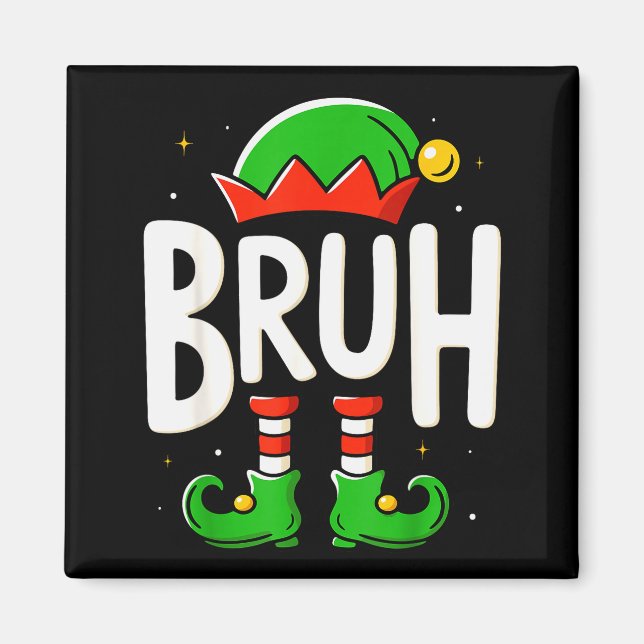 Bruh Christmas Elf Pyjamas For Mens Kids Teen Boys Magnet (Front)