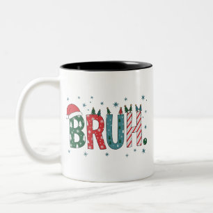 Bruh Christmas Meme Funny Santa Hat Sarcastic Two-Tone Coffee Mug
