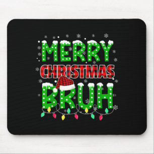 Bruh Christmas Red Plaid Mouse Pad