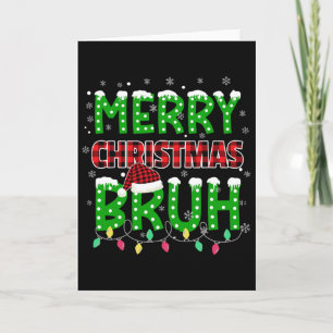 Bruh Christmas Red Plaid Teens Boys Kids Xmas Paja Card