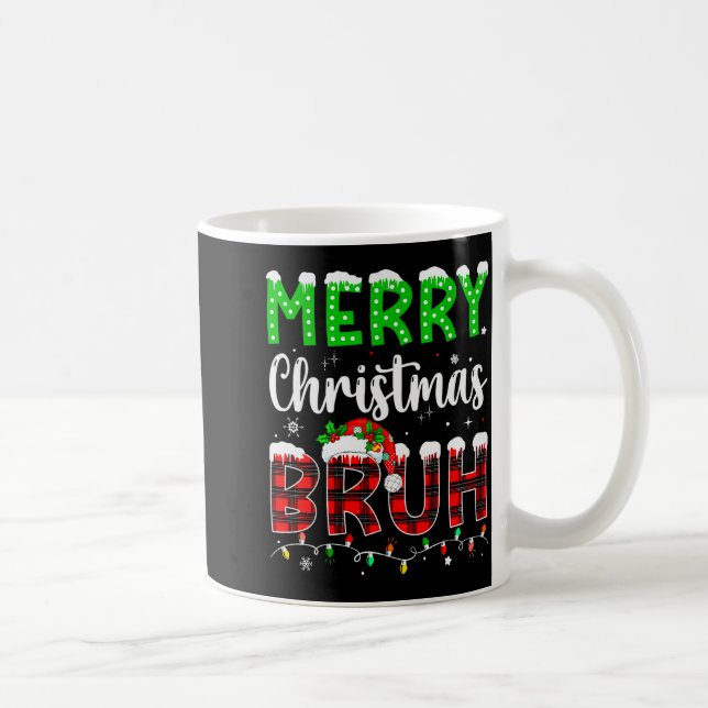 Bruh Christmas Red Plaid Teens Boys Kids Xmas Paja Coffee Mug (Right)