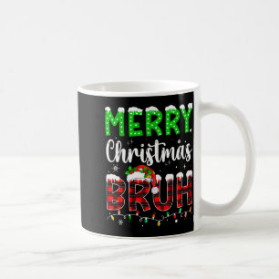 Bruh Christmas Red Plaid Teens Boys Kids Xmas Paja Coffee Mug