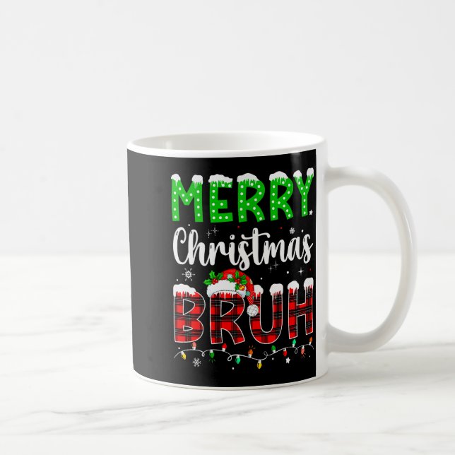 Bruh Christmas Red Plaid Teens Boys Kids Xmas Paja Coffee Mug (Right)