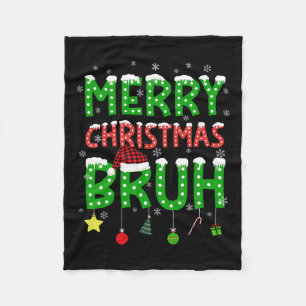 Bruh Christmas Red Plaid Teens Boys Kids Xmas Paja Fleece Blanket
