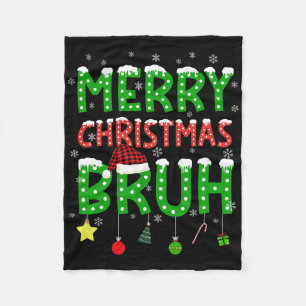 Bruh Christmas Red Plaid Teens Boys Kids Xmas Paja Fleece Blanket