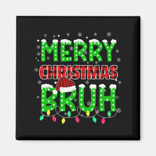 Bruh Christmas Red Plaid Teens Boys Kids Xmas Paja Magnet