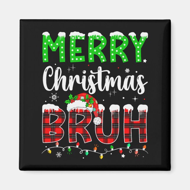 Bruh Christmas Red Plaid Teens Boys Kids Xmas Paja Magnet (Front)