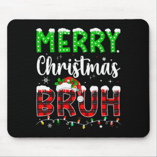 Bruh Christmas Red Plaid Teens Boys Kids Xmas Paja Mouse Pad