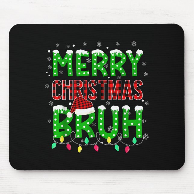 Bruh Christmas Red Plaid Teens Boys Kids Xmas Paja Mouse Pad (Front)