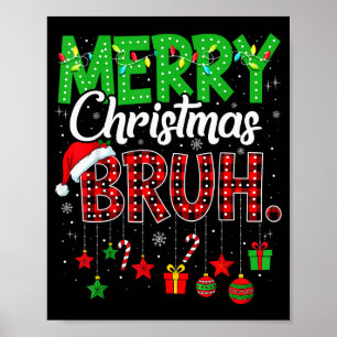 Bruh Christmas Red Plaid Teens Boys Kids Xmas Paja Poster
