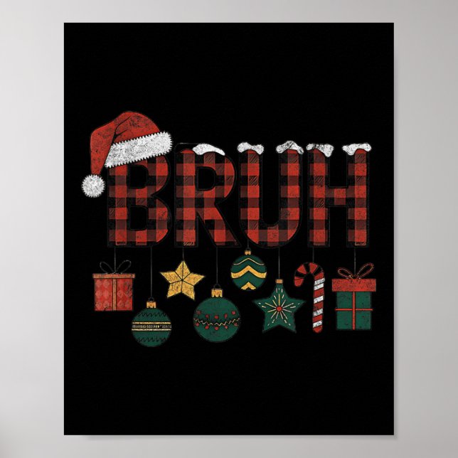 Bruh Christmas Red Plaid Teens Boys Kids Xmas Paja Poster (Front)