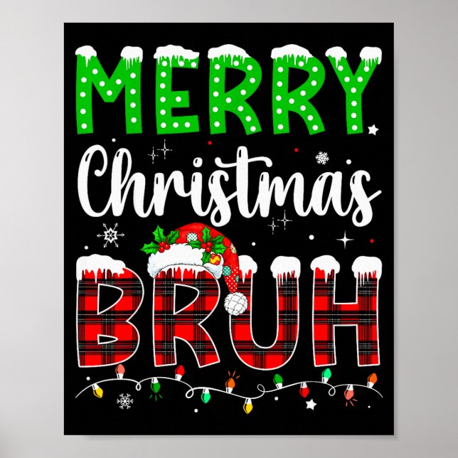 Bruh Christmas Red Plaid Teens Boys Kids Xmas Paja Poster (Front)
