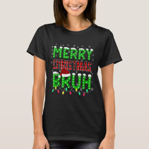 Bruh Christmas Red Plaid Teens Boys Kids Xmas Paja T-Shirt