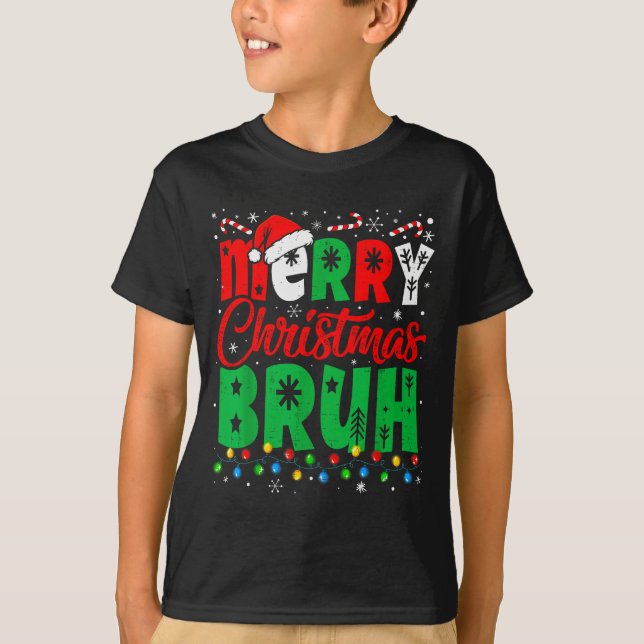 Bruh Christmas Shirt Kids Xmas Men Teen Boys Funny (Front)