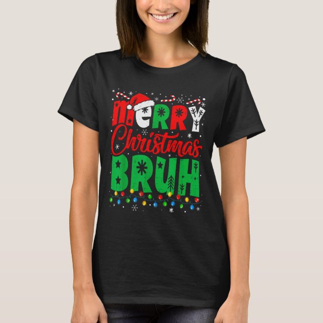 Bruh Christmas Shirt Kids Xmas Men Teen Boys Funny (Front)