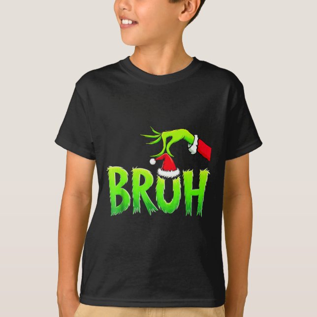 Bruh Christmas Shirt Kids Xmas Teens Boys Funny Ch (Front)
