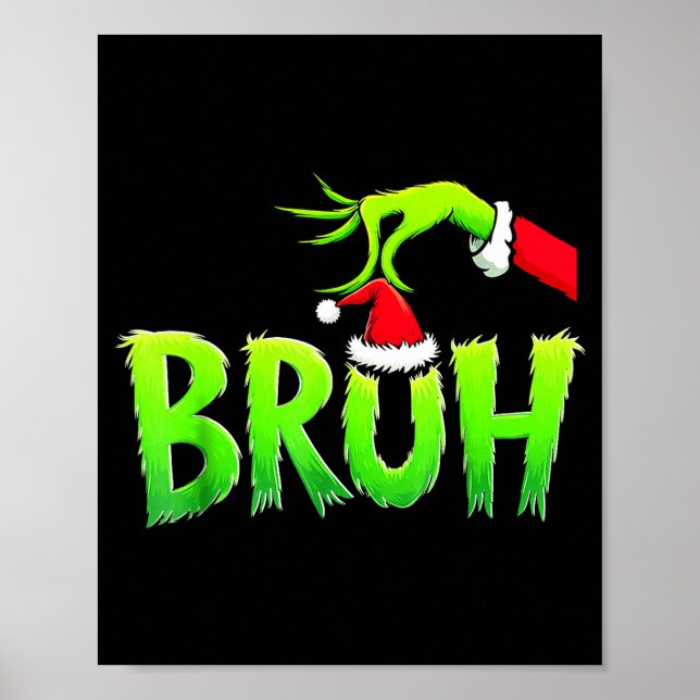 Bruh Christmas Shirt Kids Xmas Teens Boys Funny Ch Poster (Front)