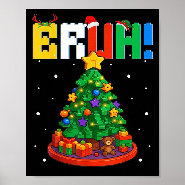 Bruh Christmas Tree Master Builder Building Blocks Poster (Front)