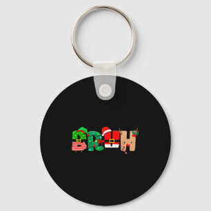 Bruh Christmas Tree Xmas Elf Santa Rudolph Pajamas Key Ring